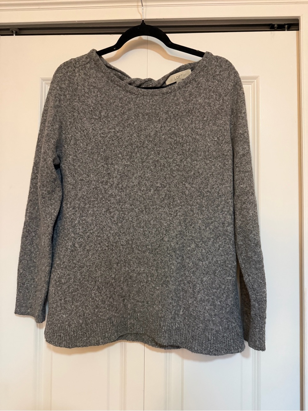 LOFT Gray Crewneck Knit Sweater